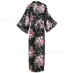 Floral patterned robe with a pocket on a white background