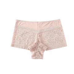 Pink lace underwear on a white background