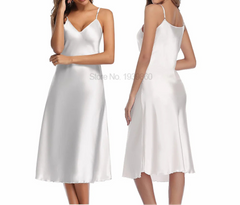 Satin Ruffled Spaghetti Strap Nightdress