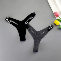 Ribbed Cotton V-Shape Letter Thong 2-Pack