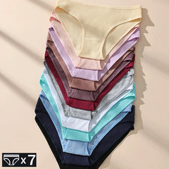 Women Ribbed Cotton Bikini Briefs 7-Piece