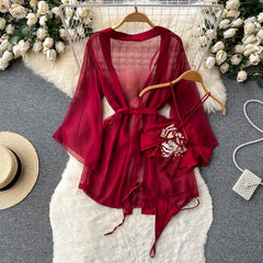 Sensual Hanfu Chiffon Robe Set