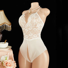 Women Lace Mesh Thong Bodysuit