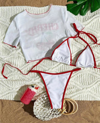 Cherry Print 3-Piece Bikini Set