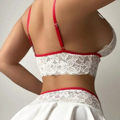 Sexy Mesh & Lace Lingerie Set – Bow Knot & Garter Design