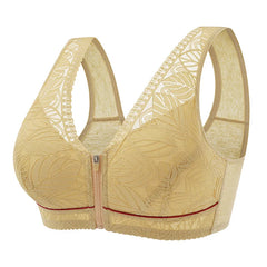 Leaf Lace Bra With Front Zipper