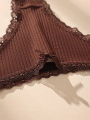 Women Lace Trim Thong 7pcs