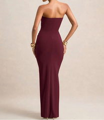 Strapless Ruched Off-Shoulder Maxi Dress