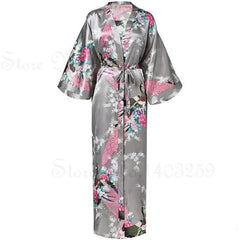 Floral patterned robe with a pocket on a white background