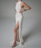 Elegant High-Waist Split Maxi Dress