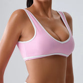 Women’s Push-Up Fitness Crop Bra – Splice Design Tank Top