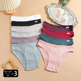 Stack of women's underwear in various colors with 'CuteByte' branding on a beige background.