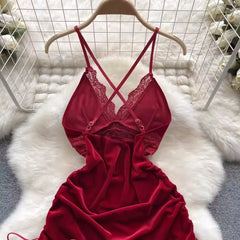 Seductive V-Neck Nightwear Set - Erotic Lingerie for Women
