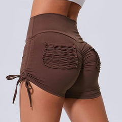 High-Waist Push-Up Workout Shorts with Pocket – Women's Gym & Yoga Leggings