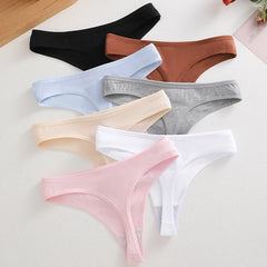 Women's Cotton Print Thong 7-Piece Set