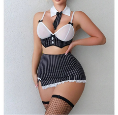 Elegant Striped Lace Lingerie Set