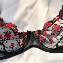 Women Floral Embroidery Bra Set