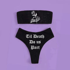 Women's Gothic Printed Bandeau Bikini Set
