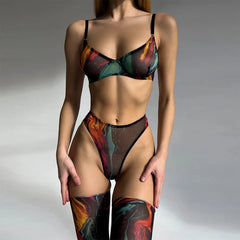 Colorful lingerie set on a neutral background