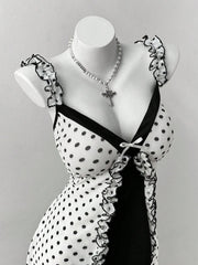 Women's Gingham V-Neck A-Line Knee-Length Dress