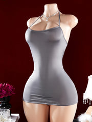 Ultra Sexy Short Crotchless Erotic Dress Backless Transparent Female Babydolls Porn Night Sex Doll Underwear 2-piece Set
