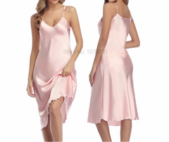 Satin Ruffled Spaghetti Strap Nightdress