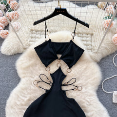 Sexy Hollow-Out Sheath Dress – Cross Halter & Backless Design