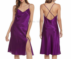 Satin Ruffled Spaghetti Strap Nightdress