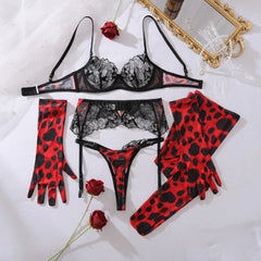 Wild Leopard Lace Lingerie Set