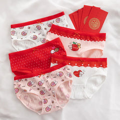 Sweet Bow Solid Cotton Briefs 5pcs