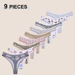 Seamless Cotton Thong Panty 9-Piece Set
