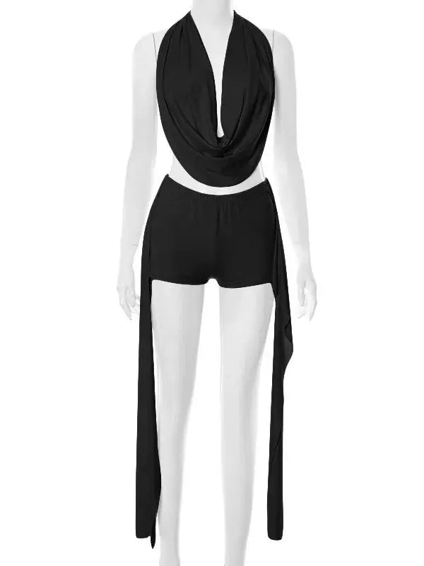 Black and white outfit on a mannequin against a white background