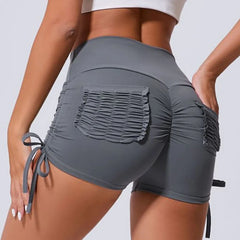 High-Waist Push-Up Workout Shorts with Pocket – Women's Gym & Yoga Leggings