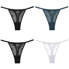 Women's Butterfly Mesh 4-Pack Thong Underwear