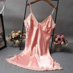 Lace Patchwork V-Neck Sleeveless Camisole Nightgown