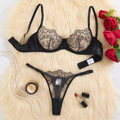 Sheer Lace Bra & Panty Set – Sexy Eyelash Edge Lingerie
