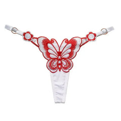 Butterfly Embroidery O-Ring Low-Rise Thong