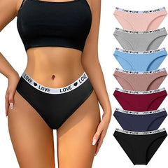 Women Cotton Love Band Briefs 7 Pack