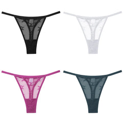 Women's Butterfly Mesh 4-Pack Thong Underwear