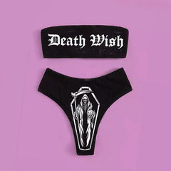 Women's Gothic Printed Bandeau Bikini Set