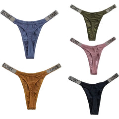 Rhinestone Low-Rise Fitness Thong