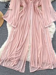 Sheer Elegant Long Robe Dress