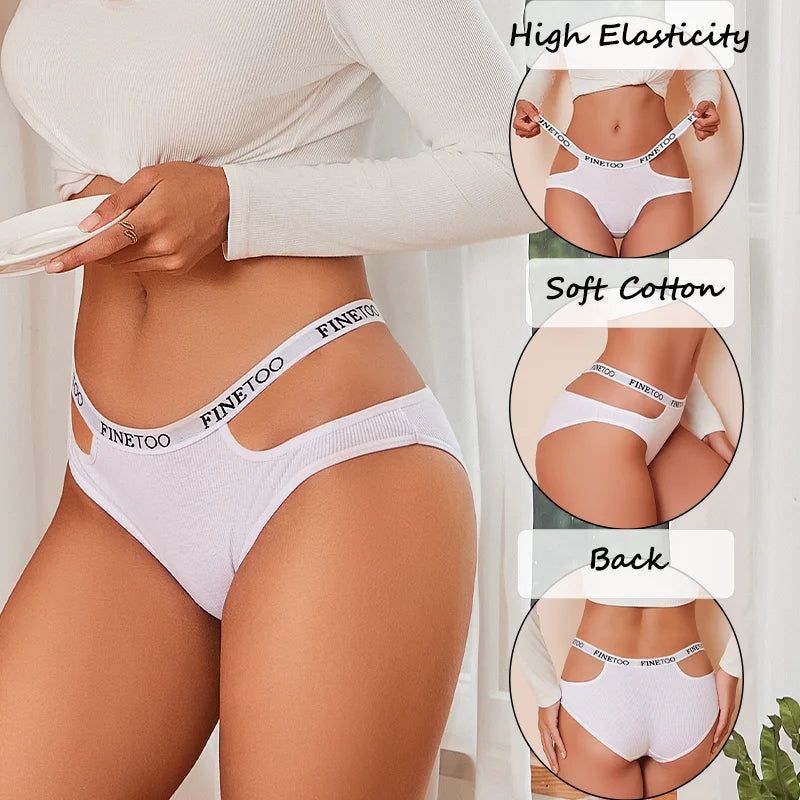 Person wearing white underwear with 'FINEトゥ' branding, showcasing high elasticity and soft cotton features.