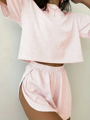 Women's Striped Knit Pajama Set
