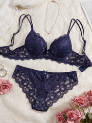 Floral Lace 6-Piece Push-Up Lingerie Set