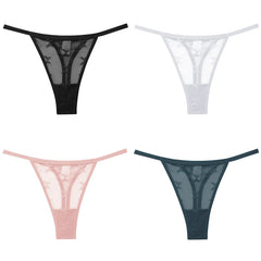 Women's Butterfly Mesh 4-Pack Thong Underwear