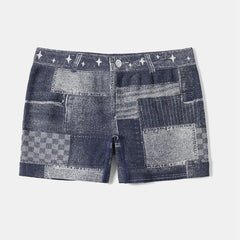 Women's Geometric Athletic Elastic Waist Shorts
