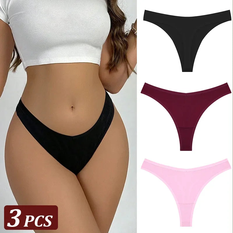 Black thong with three additional colors displayed on a white background