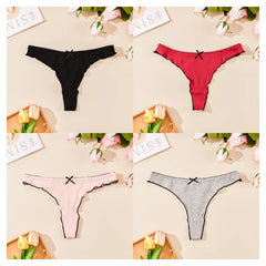 Four pairs of women's underwear in black, red, pink, and gray on a beige background with flowers and 'Nise' branding.