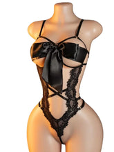 Women Satin Bow Strappy Bodysuit